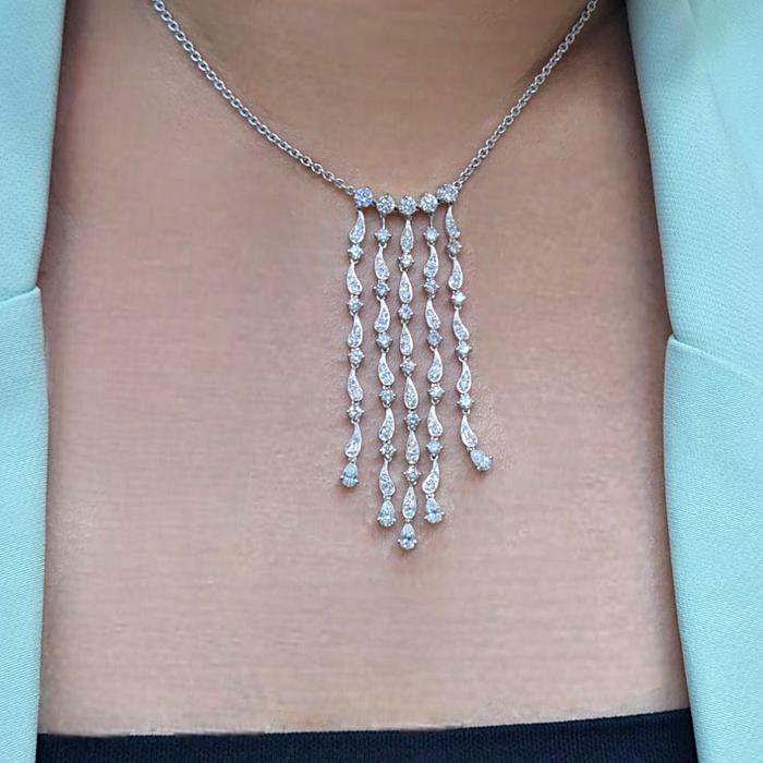 Long Diamond Necklace 18K / Diamond Jewelry