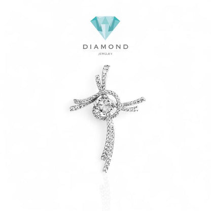 Liontin Berlian Salib Modern lotus/Diamond cross pendant lotus style- Diamond jewelry