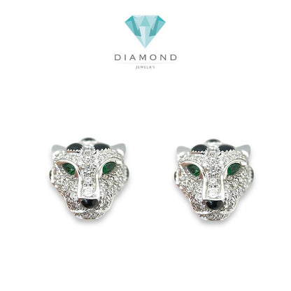 Panthere Full Diamond Earrings / Diamond Jewelry-360ABD16000RY-HT