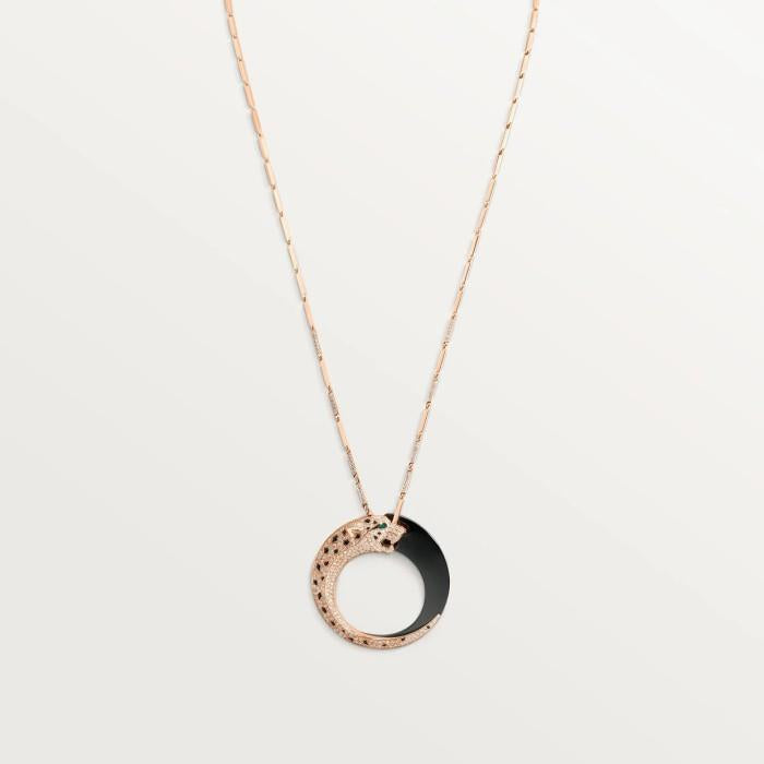 Panthere onyx pendant Diamond and onyx white hold 18 K Diamond Jewelry