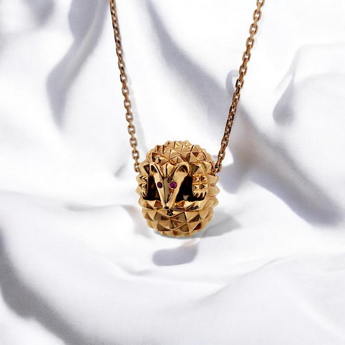 Hedgehog Necklace 18K/Kalung Emas Landak Diamond Jewelry-375KBD1375RY-HT