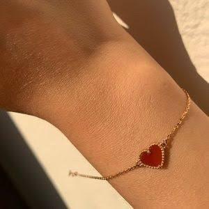 Sweet Alhambra Heart Charnelian 18K Gold-Diamond Jewelry-385KBD273RY/156BGSM155RY-HT