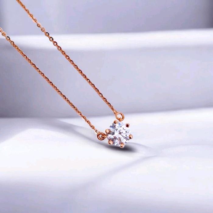 Solitaire Gold Necklace 17K / Kalung Emas Solitaire 17K / Diamond Jewelry / 454KMS184LS