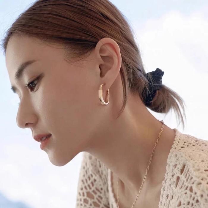 T lock earring diamond Tif 18k gold-Diamond Jewelry Anting