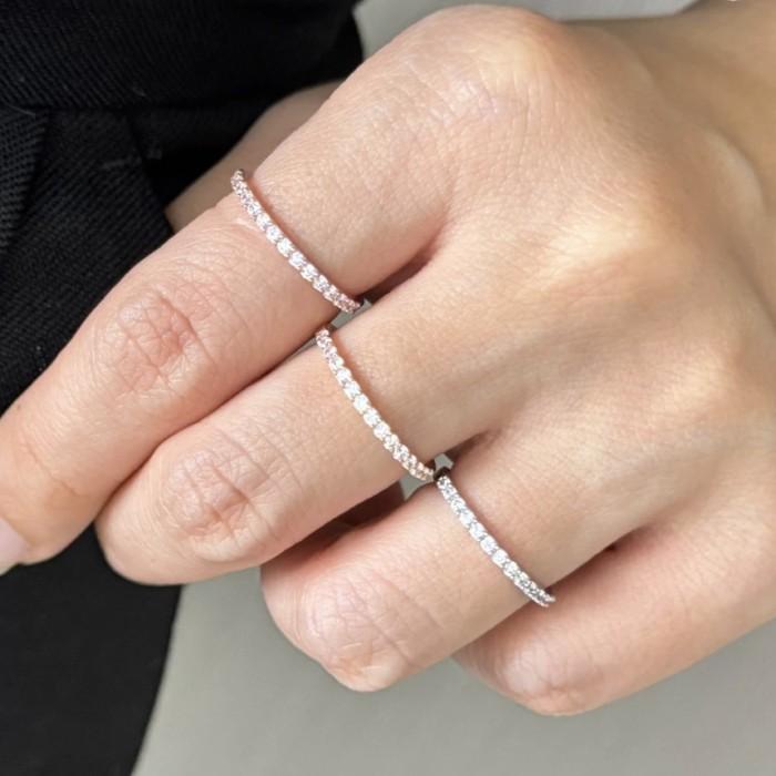 V tennis diamond ring 18k -Diamond Jewelry