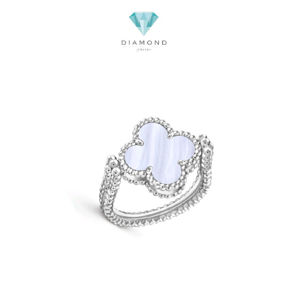 Vintage Alhambra clover chalchedony holiday Diamond Rings white gold 18K / Cincin Diamond Vintage batu ungu berlian emas putih18K / Diamond Jewelry / 410CBD13000RY