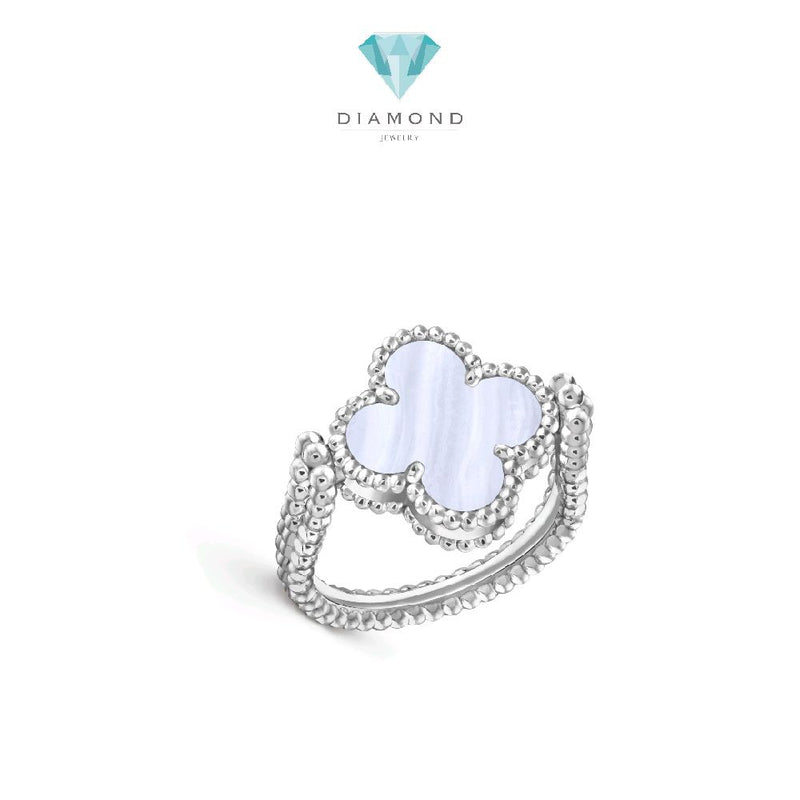 Vintage Alhambra clover chalchedony holiday Diamond Rings white gold 18K / Cincin Diamond Vintage batu ungu berlian emas putih18K / Diamond Jewelry / 410CBD13000RY