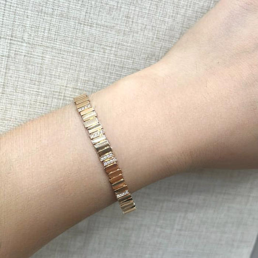 Bamboo diamond bangle bracelet 18k rose gold dr-Diamond Jewelry