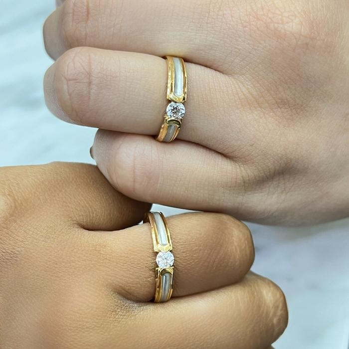 Cincin Kawin Emas 16K Dualtone- Diamond Jewelry-390CMS317LS-391CMS315LS-HT