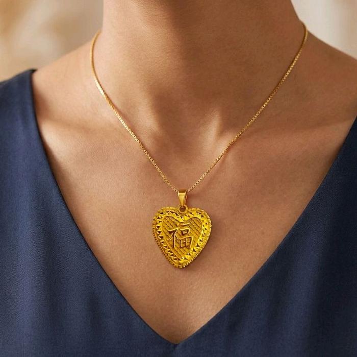 Yellow Gold Heart Pendants 23K / Liontin Emas Hati 23K / Diamond Jewelry / 179LMSWP2