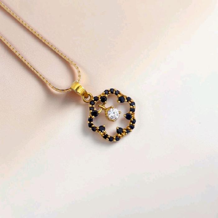 Black Flower Gold Pendants 23K / Diamond Jewelry / 173LMSWP2
