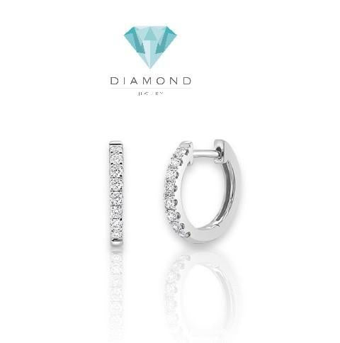 Hoop clip diamond earring 18k White gold-Diamond Jewelry