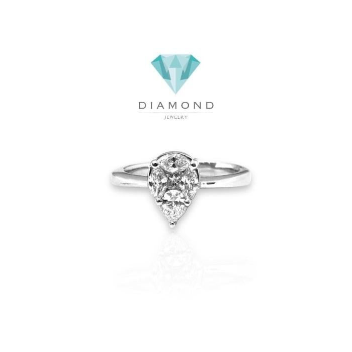 Cincin berlian teardrop 18K Diamond Jewelry