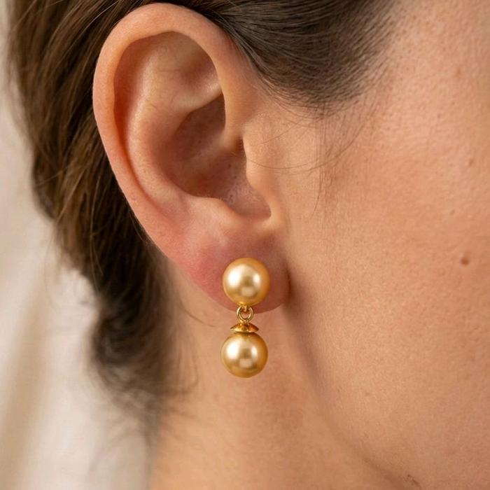 Gols Pearl Earrings 23K / Anting Mutiara Emas 23K / Diamond Jewelry / 23AM7WP