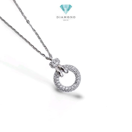 White Gold Circular Necklace 17K / Kalung Bundar Emas Putih 17K / Diamond Jewelry / 455KMS269LS