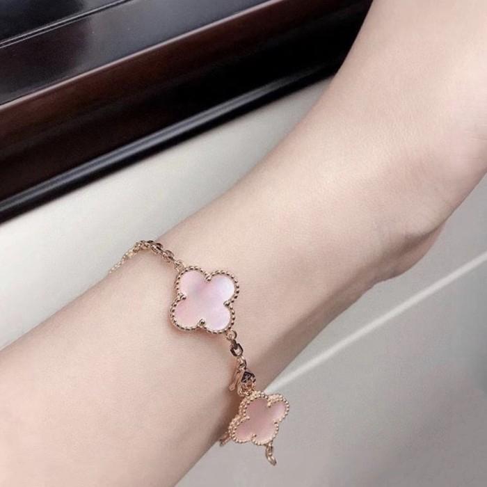 Mop Clover Alhambra Pink Pearl Bracelet 18K Gold-Diamond Jewelry-77GBD69000ABLS-HT