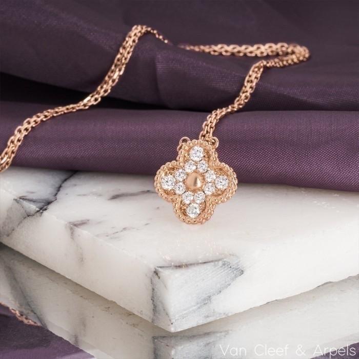 Diamond clover vintage vc necklace 18k Gold-Diamond Jewelry