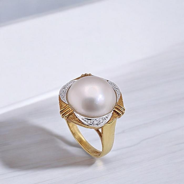 Pearl Diamond Ring 18K / Blistar Diamond Ring/Diamond Jewelry