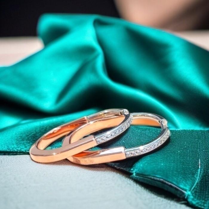 T lock earring diamond Tif 18k gold-Diamond Jewelry Anting