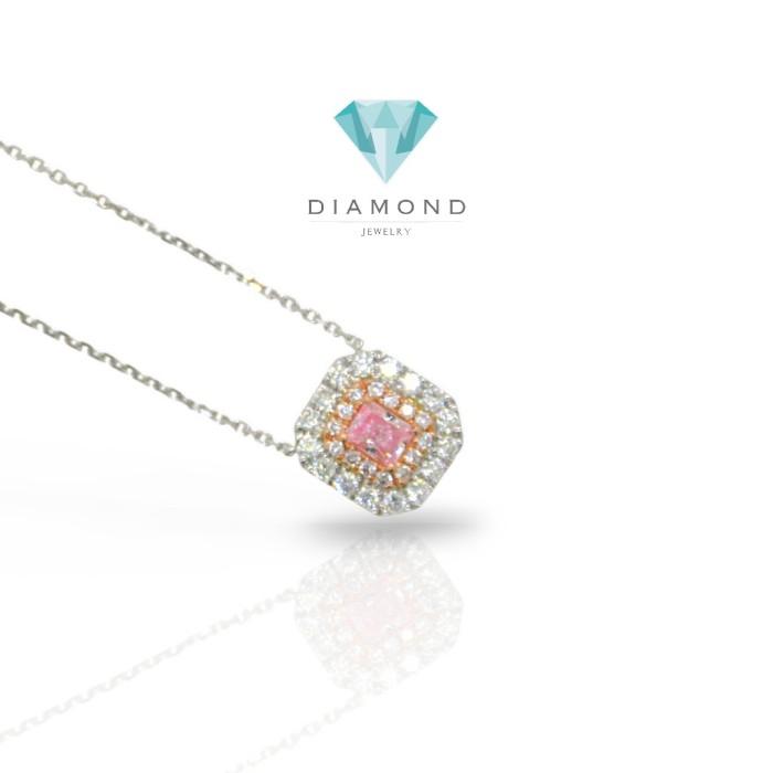 Kalung Pink Diamond cushion 18K/ kalung pink diamond necklace -Diamond Jewelry