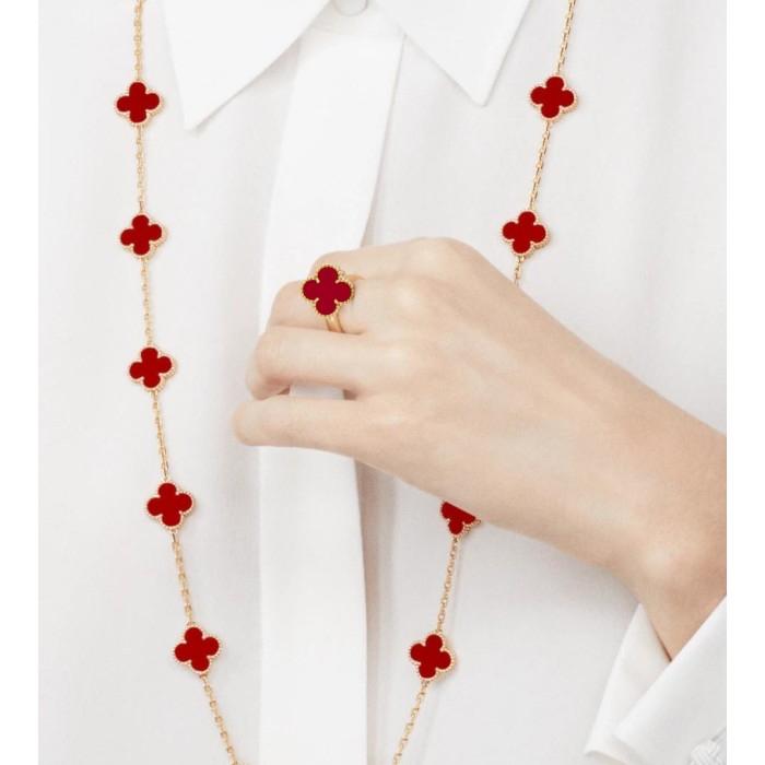 Carnelian Gold VCA vintage clover 18K Diamond Jewelry-HT