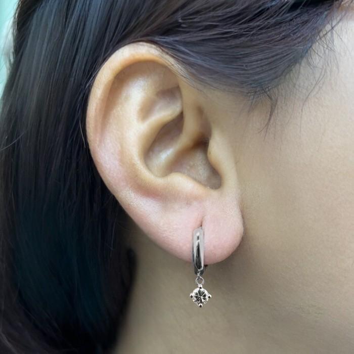Diamond solitaire Clara Earring /Anting klep Berlian Satu Mata 18K Diamond Jewelry