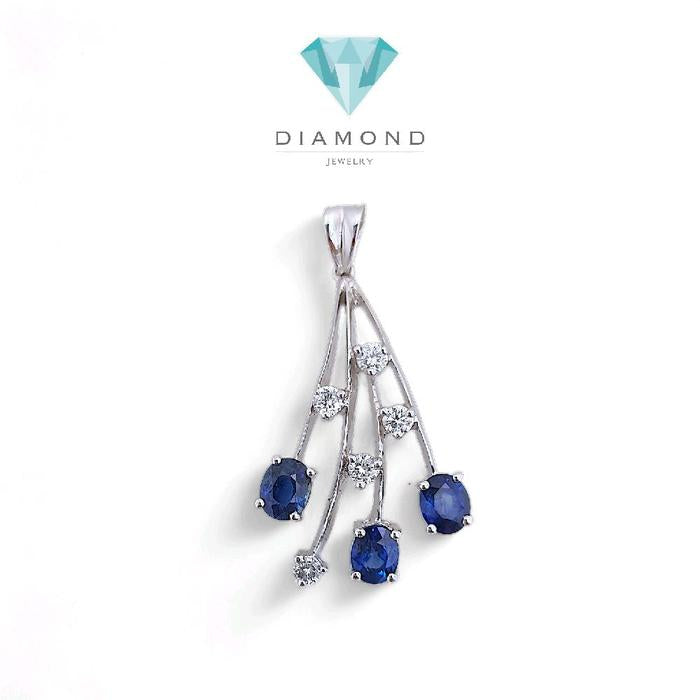 Liontin Blue Sapphire Diamond 18K / Diamond Jewelry 45LBNKH6897WPLS-HT