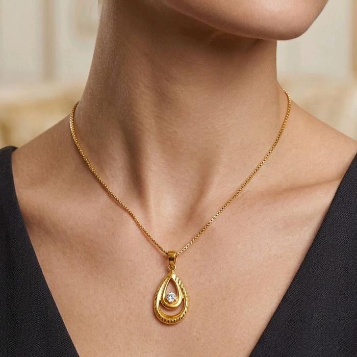 Gold Teardrop Pendats 23K / Liontin Emas Teardrop 23K / Diamond Jewelry / 248LMSWP1