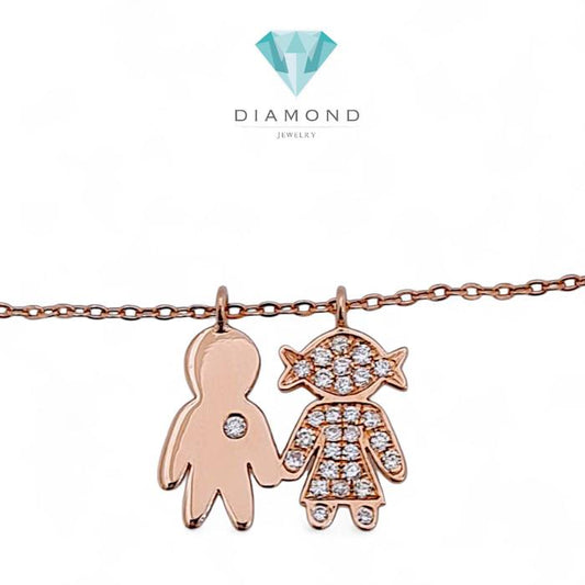 Child boy girl pendant Bimba And Bimbo Diamond Pendant 18K / Diamond Jewelry
