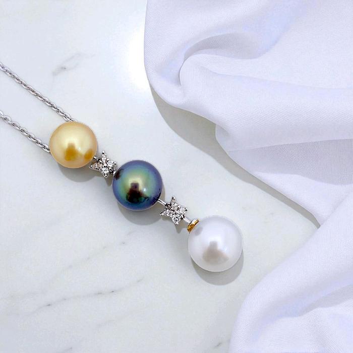 Liontin Tri Color Pearl Diamond 18K / Diamond Jewelry 11LMGT2409WP-HT
