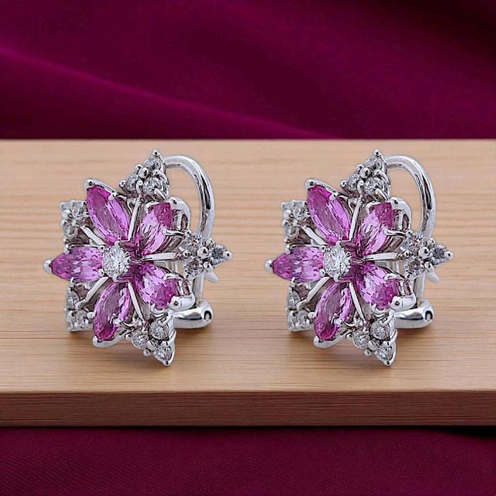 Flower Diamond Earring 18K / Diamond Jewelry 33BCKV24500WP-HT