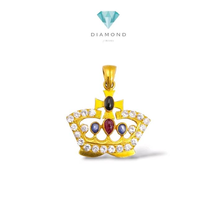 Gold Crown Pendant With Stone 23K / Liontin Mahkota Emas Dengan Batu 23K / 178LMSWP16