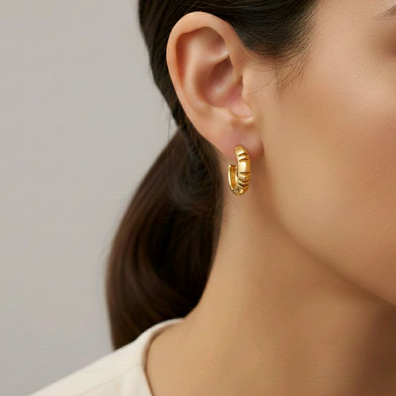 Atlas Hoop Earring 18K / Anting Hoop Atlas 18K / Diamond Jewelry 398ABD231RY - HT