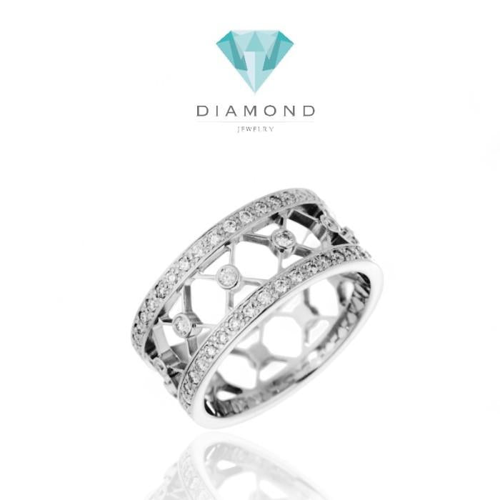 Voila cross diamond ring 18k tif-Diamond Jewelry