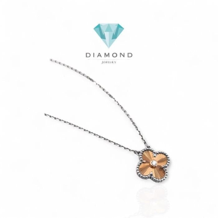 Kalung Vintage Holiday Clover Rose Gold & White Gold 18K-Diamond Jewelry-387KBD8500RY-HT