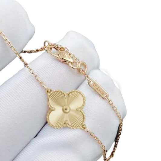 Vintage alhambra gold clover 18K necklace-Gold Fashion