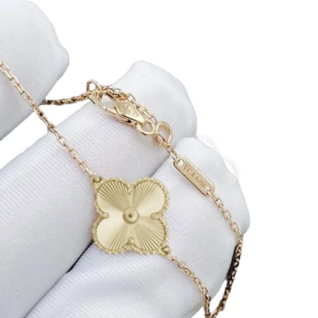 Vintage alhambra gold clover 18K necklace-Gold Fashion