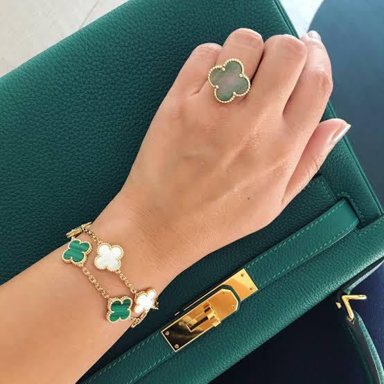 Malachite Clover Green Vintage 18K Gold Diamond Jewelry/Necklace/vintgae Earring/Sweet Earring/Bracelet -387KBD300LS/352ABD829RY/394ABD2500LS/454GBD4000LS-HT