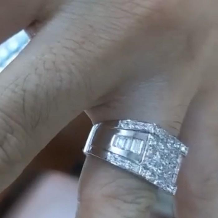 Diamond Ring Man Square white gold 18k -Diamond Jewelry