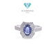 Cincin Blue Sapphire Oval Berlian 18K-Diamond Jewelry
