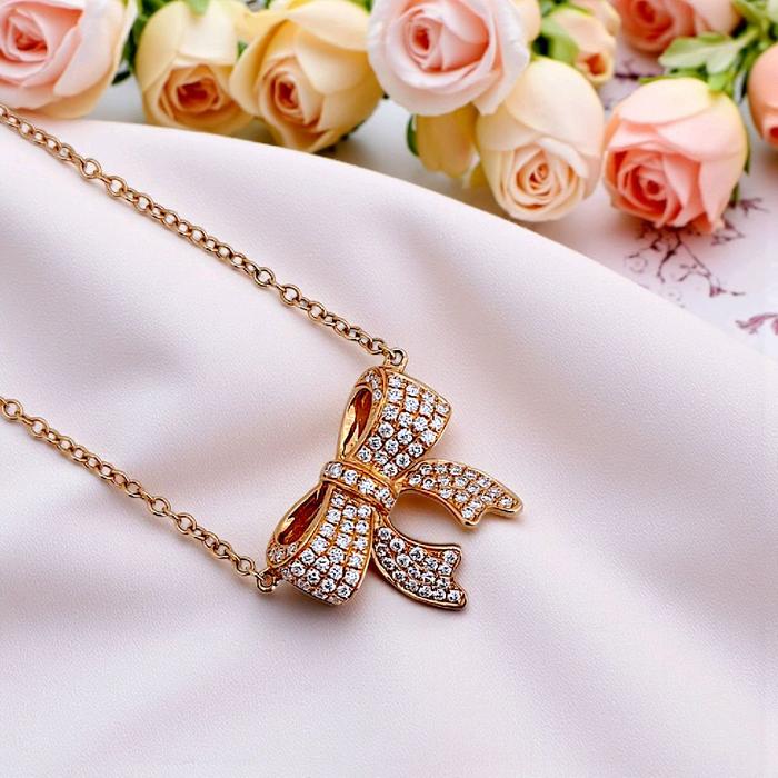 Ribbon Diamond Necklace 18K / Kalung Pita Berlian 18K / Diamond Jewelry 111KBD56200AB-HT
