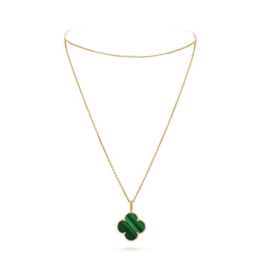 Vca Green Malachite Magic pendant necklace 18K gold -Diamond Jewelry