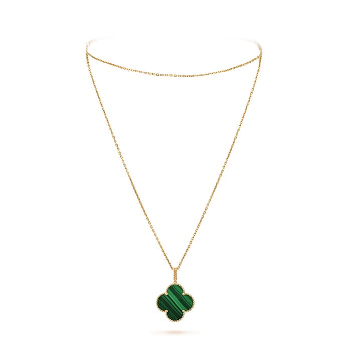 Vca Green Malachite Magic pendant necklace 18K gold -Diamond Jewelry