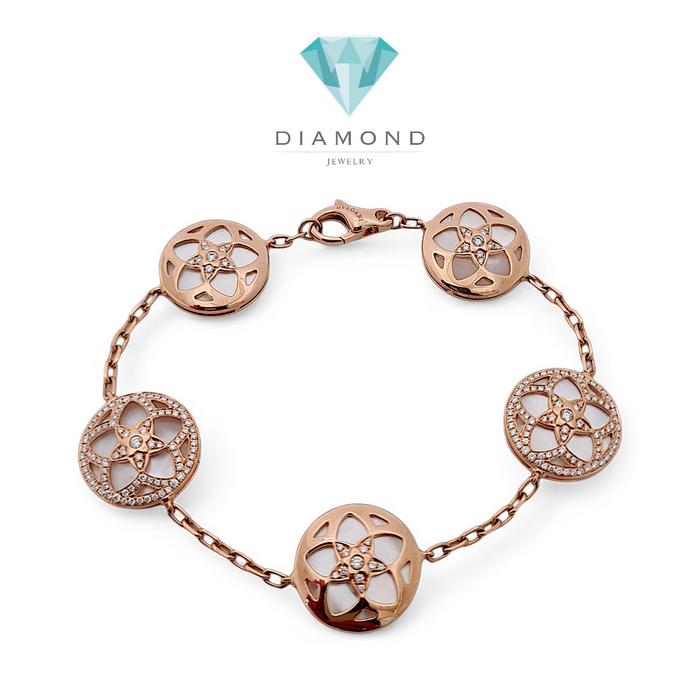 Flower MOP Diamond Bracelet 18K / Diamond Jewelry-99GBD179300AB-HT