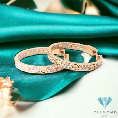 Love earring crt 18k Gold gipsy Diamond Jewelry