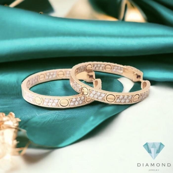 Love earring crt 18k Gold gipsy Diamond Jewelry