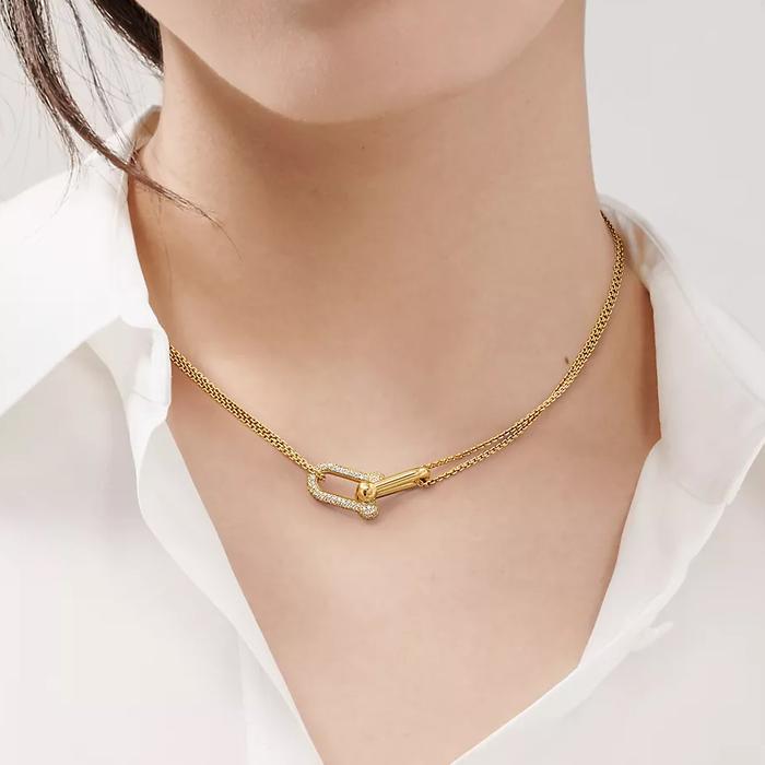 Hardware Tif Pendant Necklace 18K Rose Gold Diamond Jewelry