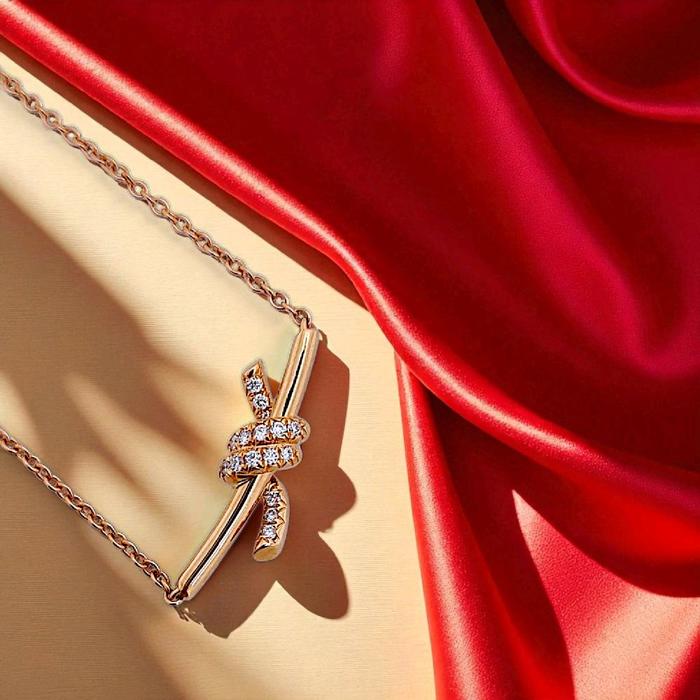 Small Knot Diamond Necklace 18K / Diamond Jewelry 399KBD5500RY-HT