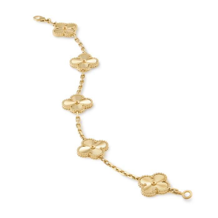 Clover Gold Vintage Alhambra 18K Gold Clover 5 Motif Diamond Jewelry-127GBD145000AB-HT