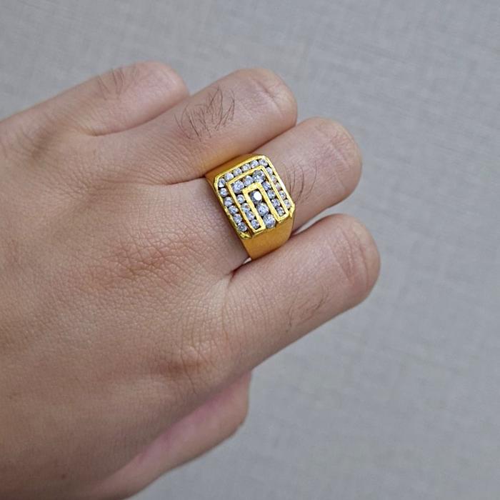 Cincin Mas Laki Kotak 23K-Diamond Jewelry
